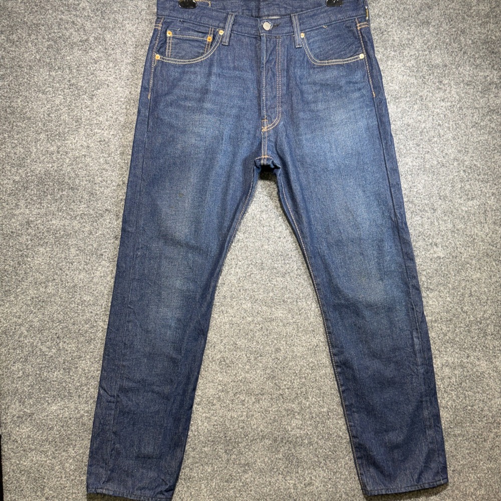 Levi's 501 Big E Jeans Mens 36x32 Dark Wash Indigo Blue Button Fly Vintage Repro